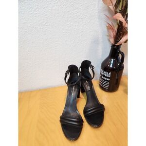 Kenneth‎ Cole New York Black Leather Ankle Strap Block Heel Sandals Size 6M